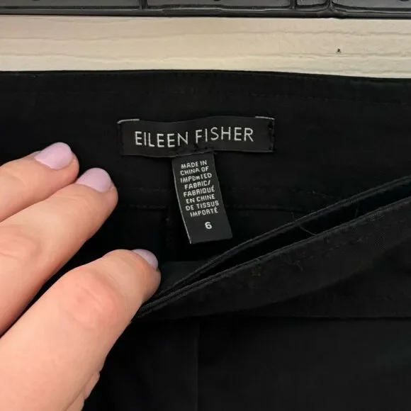 Eileen Fisher System Refined Tencel Pants Straight Leg Size 6 Black Business - Picture 3 of 8